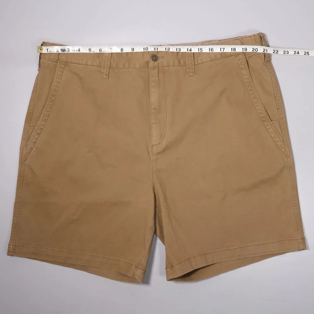 Territory Ahead Chino Shorts Flex Waist Dark Khaki Cotton Stretch Mens 42 x 7.5
